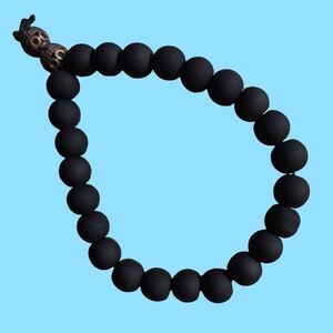 NEW Black Matte Jasper Beaded Bracelet - Genuine Stones Handmade